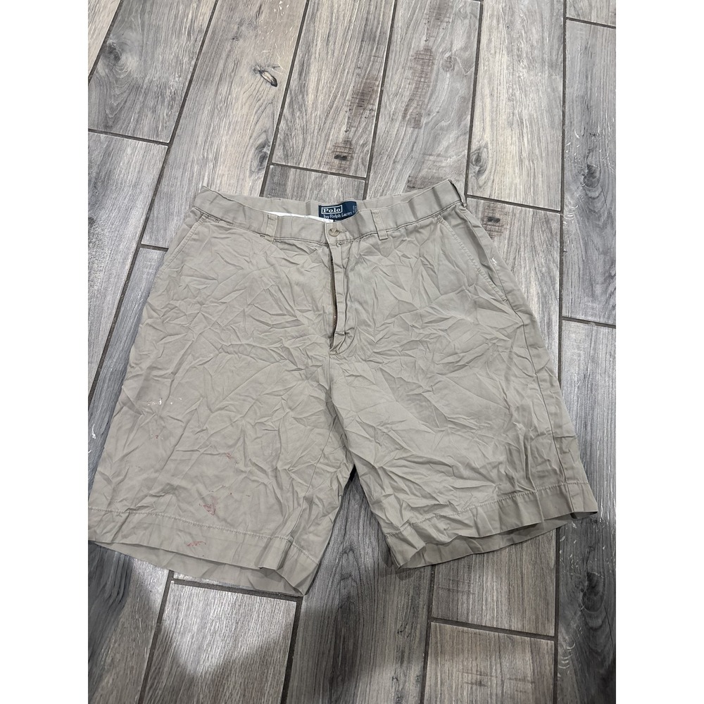 Polo Ralph Lauren Men's Khaki Chino Prospect Shorts Flat Front Cotton Size 34